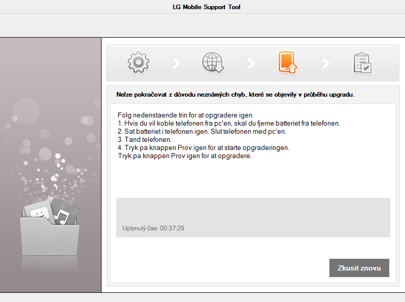 510-LGmobile Support Tool došlo k chybě